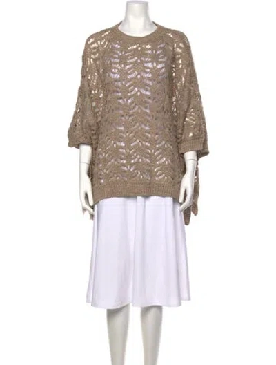 Pre-owned Brunello Cucinelli Linen Patterned Sweater W/ Tags In Neutral