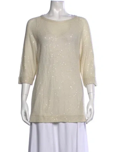 Pre-owned Brunello Cucinelli Linen Patterned Sweater W/ Tags In Neutrals