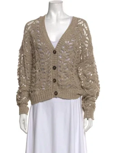 Pre-owned Brunello Cucinelli Linen Patterned Sweater W/ Tags In Neutrals