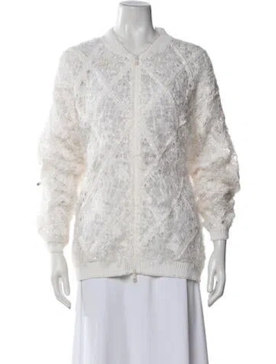 Pre-owned Brunello Cucinelli Linen Patterned Sweater In White