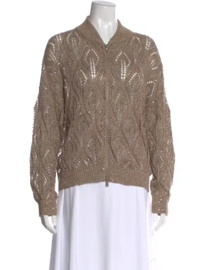 Pre-owned Brunello Cucinelli Linen Patterned Top