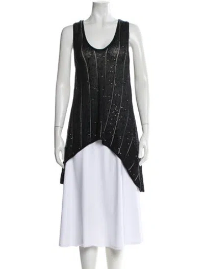 Pre-owned Brunello Cucinelli Linen Patterned Top In Black