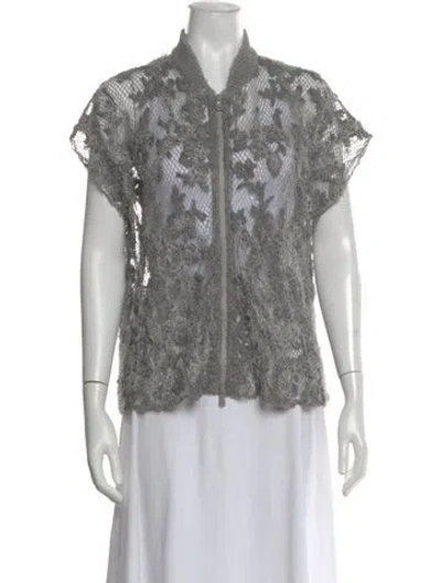 Pre-owned Brunello Cucinelli Linen Patterned Top In Black