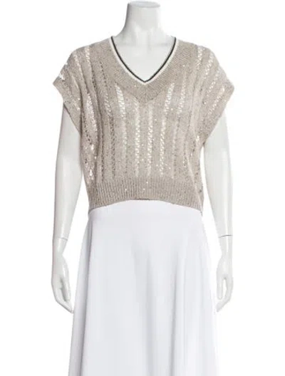 Pre-owned Brunello Cucinelli Linen Patterned Top In Neutral