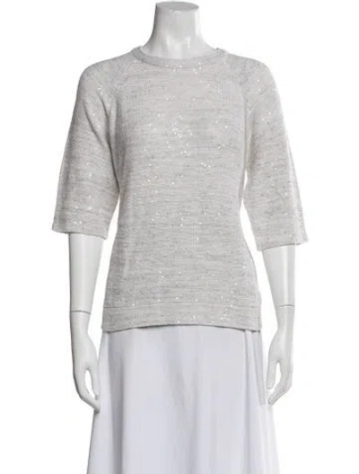 Pre-owned Brunello Cucinelli Linen Patterned Top In White