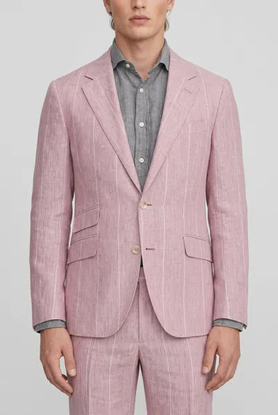 Brunello Cucinelli Linen Pinstriped Suit In Pink