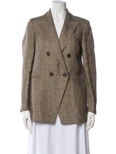 Pre-owned Brunello Cucinelli Linen Plaid Print Blazer