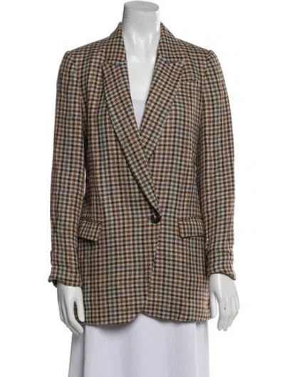 Pre-owned Brunello Cucinelli Linen Plaid Print Blazer In Brown