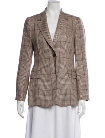 Pre-owned Brunello Cucinelli Linen Plaid Print Blazer In Brown/neutrals