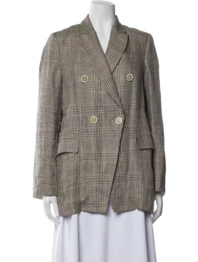 Pre-owned Brunello Cucinelli Linen Plaid Print Blazer In Neutral