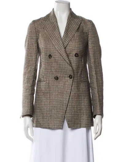 Pre-owned Brunello Cucinelli Linen Plaid Print Blazer In Neutral