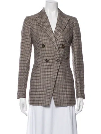 Pre-owned Brunello Cucinelli Linen Plaid Print Blazer In Neutral