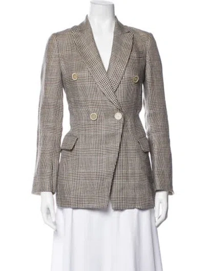 Pre-owned Brunello Cucinelli Linen Plaid Print Blazer In Neutrals