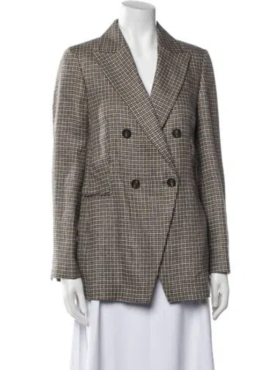 Pre-owned Brunello Cucinelli Linen Plaid Print Blazer W/ Tags