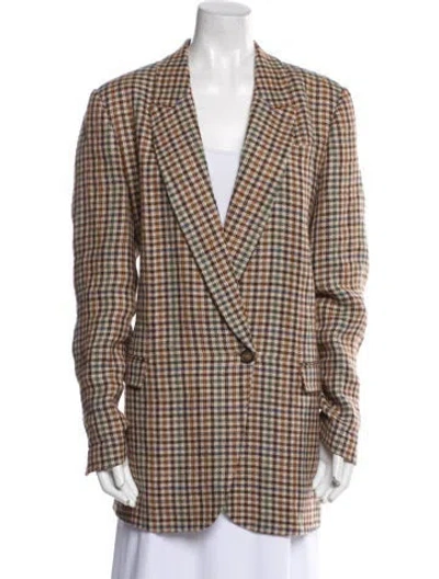 Pre-owned Brunello Cucinelli Linen Plaid Print Coat In Brown