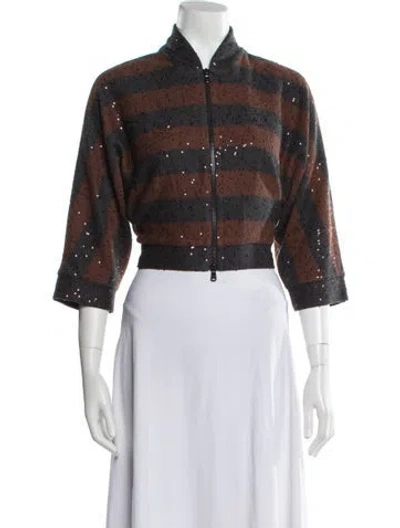 Pre-owned Brunello Cucinelli Linen Plaid Print Jacket In Black