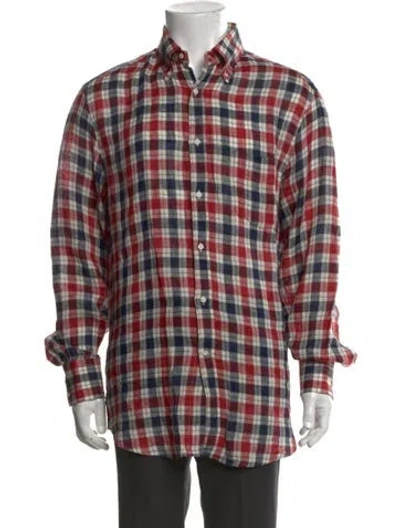 Pre-owned Brunello Cucinelli Linen Plaid Print Shirt In Multi