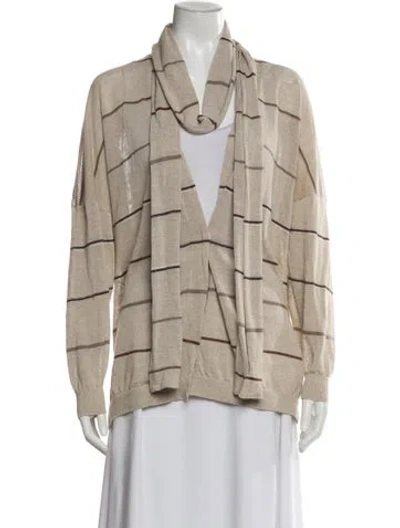 Pre-owned Brunello Cucinelli Linen Plaid Print Utility Jacket In Brown