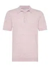 Brunello Cucinelli Ribbed-collar Slub-texture Polo Shirt In Pink