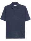 Brunello Cucinelli Linen Polo Sweater In Blue