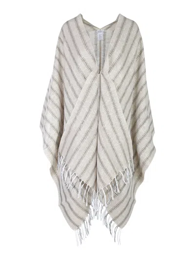Brunello Cucinelli Linen Poncho In Grey
