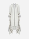 Brunello Cucinelli Linen Poncho In White,brown,silver