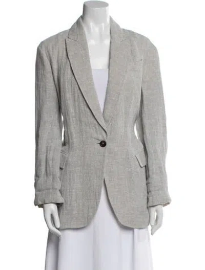 Pre-owned Brunello Cucinelli Linen Printed Blazer In Gray
