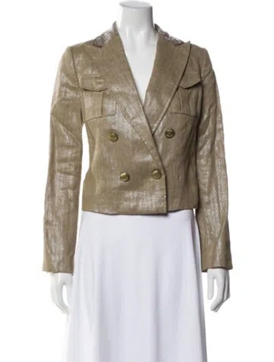 Pre-owned Brunello Cucinelli Linen Printed Blazer In Neutral