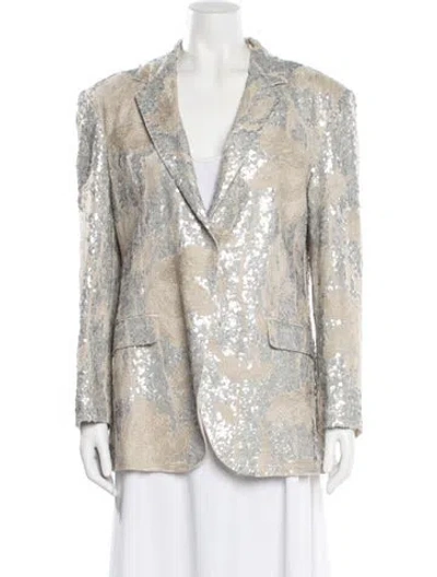 Pre-owned Brunello Cucinelli Linen Printed Blazer In Neutral