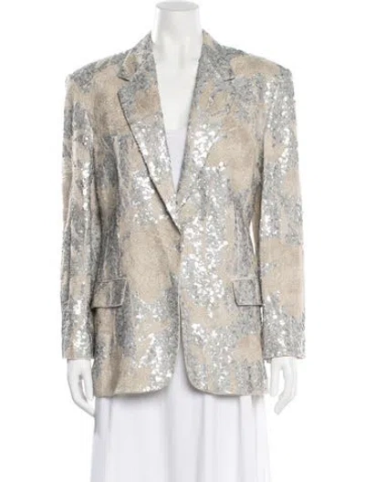 Pre-owned Brunello Cucinelli Linen Printed Blazer In Neutral