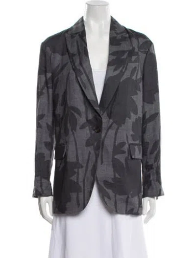 Pre-owned Brunello Cucinelli Linen Printed Blazer W/ Tags In Gray
