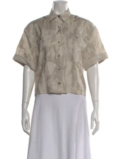 Pre-owned Brunello Cucinelli Linen Printed Button-up Top In Neutral