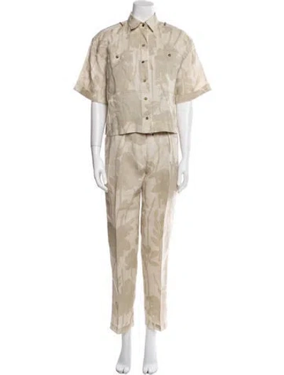 Pre-owned Brunello Cucinelli Linen Printed Pant Set In Neutral