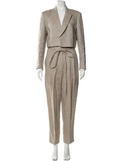 Pre-owned Brunello Cucinelli Linen Printed Pantsuit In Neutral
