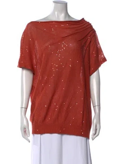 Pre-owned Brunello Cucinelli Linen Printed Sweater In Orange