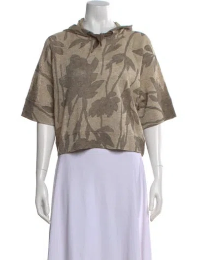 Pre-owned Brunello Cucinelli Linen Printed Sweater W/ Tags In Neutral