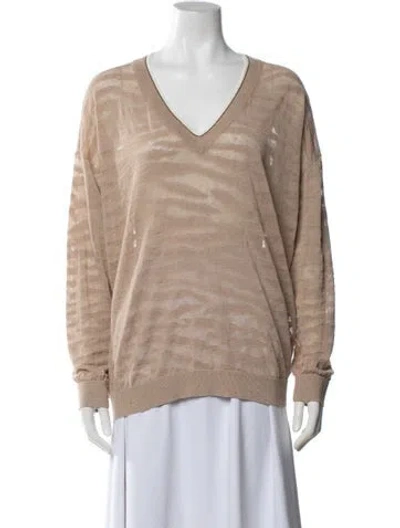 Pre-owned Brunello Cucinelli Linen Printed Top In Neutral