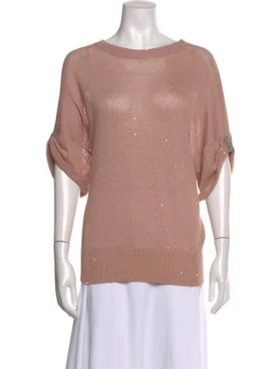Pre-owned Brunello Cucinelli Linen Printed Top In Pink