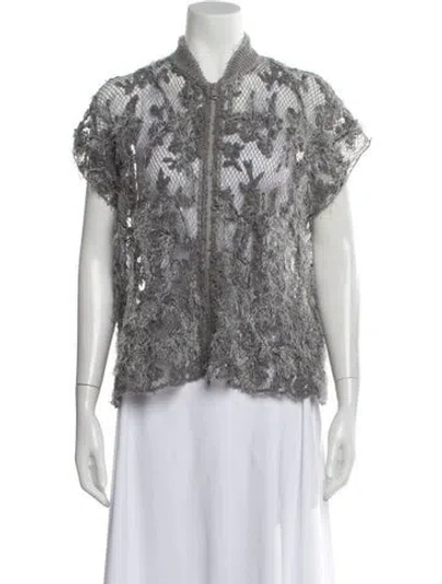 Pre-owned Brunello Cucinelli Linen Printed Vest In Gray