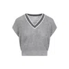 Brunello Cucinelli Grey Knit Vest With V Neckline In Linen Blend Woman In Grey