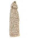 Brunello Cucinelli Animal Print Linen Scarf With Frayed Edges