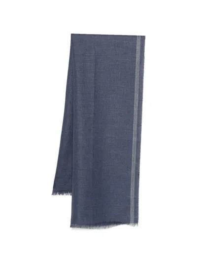 Brunello Cucinelli Linen Scarf In Blue