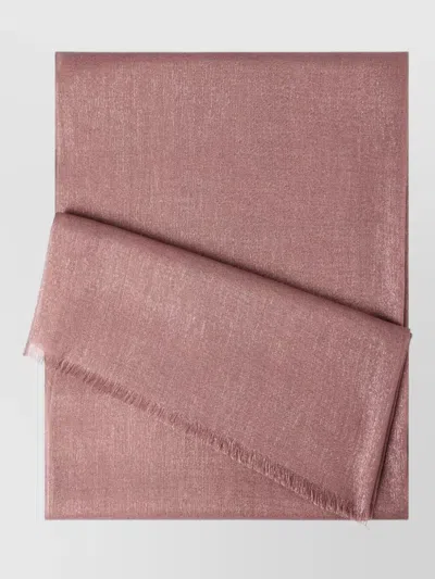Brunello Cucinelli Linen Scarf Fringed Edges Lightweight Shimmering In Brown
