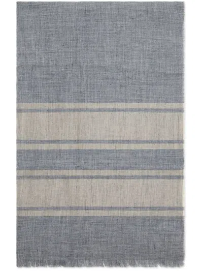 Brunello Cucinelli Stripe-detail Mélange Linen Scarf In Grey