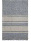 Brunello Cucinelli Stripe-detail Mélange Linen Scarf In Grey