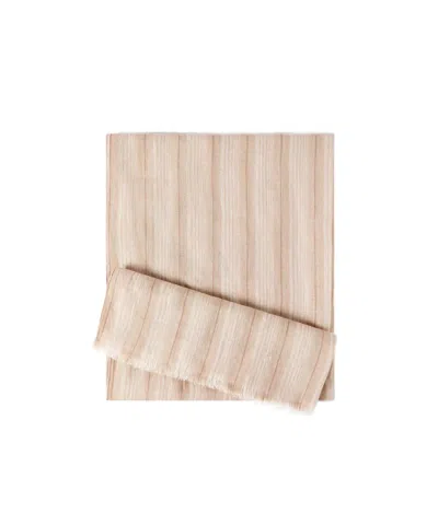 Brunello Cucinelli Linen Scarf With Sparkling Regimental Stripes In Nude