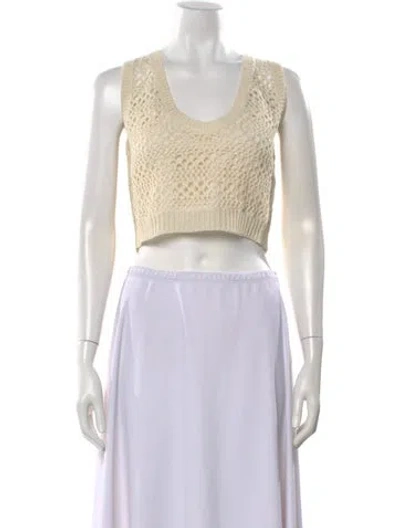 Pre-owned Brunello Cucinelli Linen Scoop Neck Crop Top In Neutral