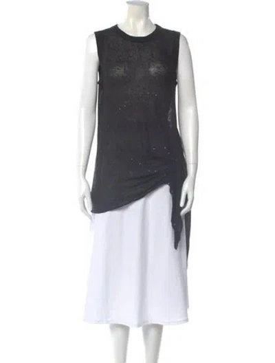 Pre-owned Brunello Cucinelli Linen Scoop Neck Sweater In Black