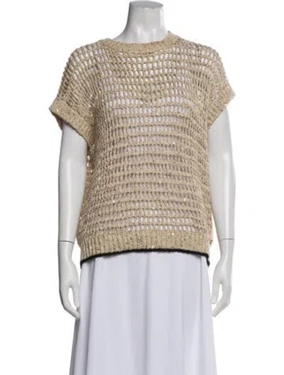 Pre-owned Brunello Cucinelli Linen Scoop Neck Sweater In Brown