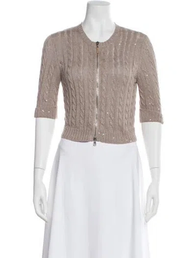 Pre-owned Brunello Cucinelli Linen Scoop Neck Sweater In Multi